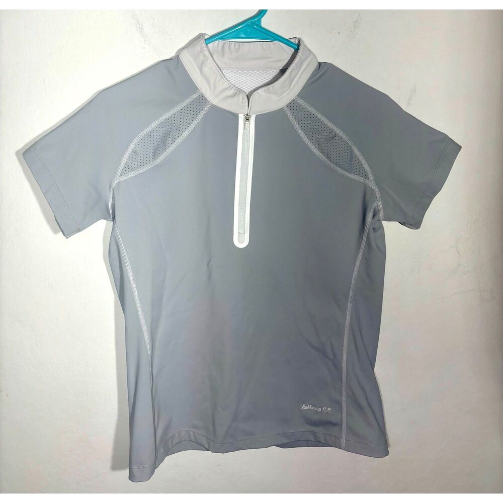 Calliope Golf Lady Player Polo Womens M Gray Bellevue CC 1/4 Zip Mesh Stretch